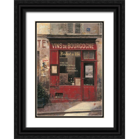 Vins De Bourgogne Black Ornate Wood Framed Art Print with Double Matting by Hak, Chiu Tak