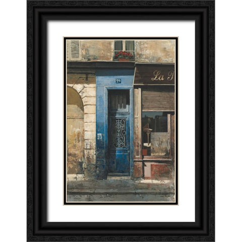 La Porte Bleu Black Ornate Wood Framed Art Print with Double Matting by Hak, Chiu Tak