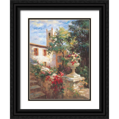 Floral Urn Black Ornate Wood Framed Art Print with Double Matting by Oxley, Vail