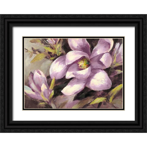 Plum Magnolia Whisper Black Ornate Wood Framed Art Print with Double Matting by Heighton, Brent