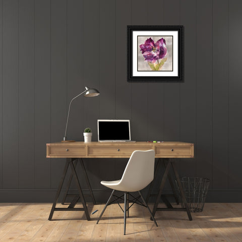 Plum Flourish Black Ornate Wood Framed Art Print with Double Matting by Heighton, Brent