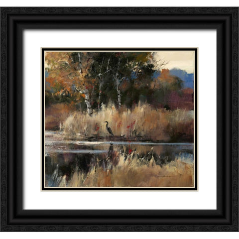 Heron Landscape 2 Black Ornate Wood Framed Art Print with Double Matting by Heighton, Brent