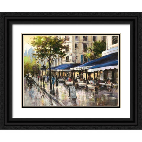 Avenue Des Champs-Elysees Blue Black Ornate Wood Framed Art Print with Double Matting by Heighton, Brent