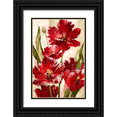 Jubilant Red Tulip Black Ornate Wood Framed Art Print with Double Matting by Heighton, Brent