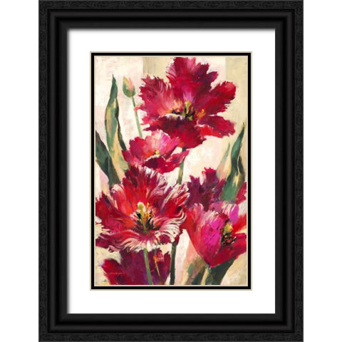 Jubilant Tulips Black Ornate Wood Framed Art Print with Double Matting by Heighton, Brent