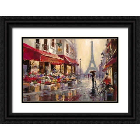 April In Paris Black Ornate Wood Framed Art Print with Double Matting by Heighton, Brent