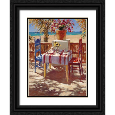 Seaside Cafe Black Ornate Wood Framed Art Print with Double Matting by Heighton, Brent