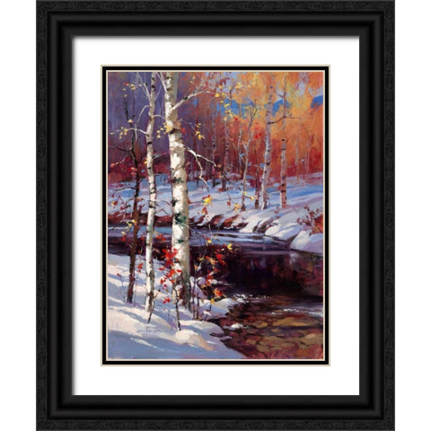 Snowy Birch Black Ornate Wood Framed Art Print with Double Matting by Heighton, Brent