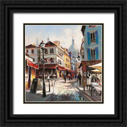 Cafe Stroll Black Ornate Wood Framed Art Print with Double Matting by Heighton, Brent