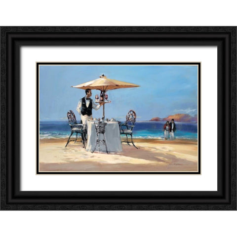On The Beach Black Ornate Wood Framed Art Print with Double Matting by Heighton, Brent
