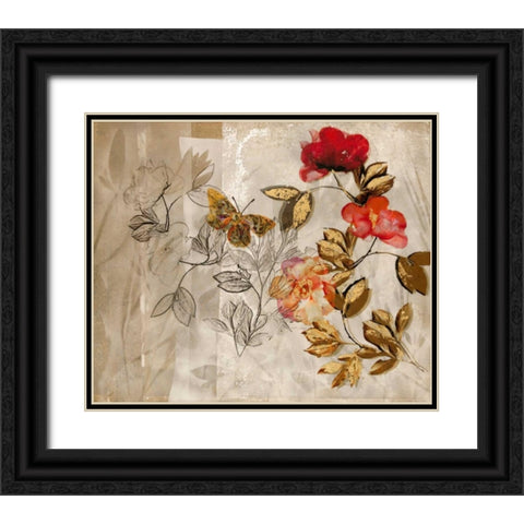 Poetry In The Garden 1 Black Ornate Wood Framed Art Print with Double Matting by Theodosiou, Matina