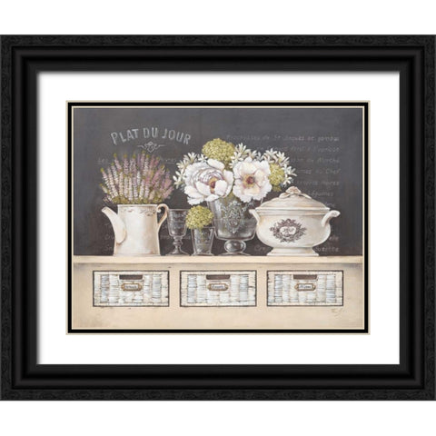 Plat Du Jour Black Ornate Wood Framed Art Print with Double Matting by Ferri, Stefania