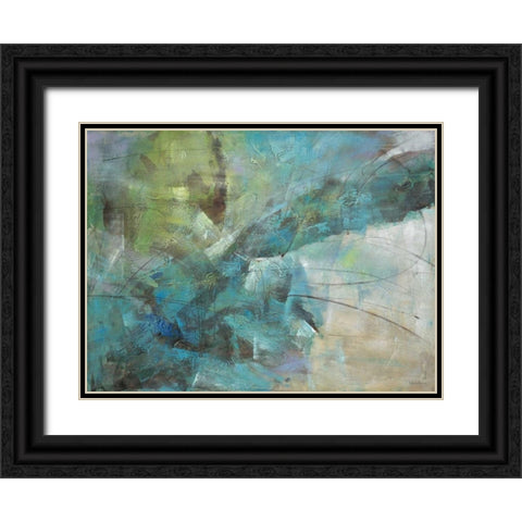 Aqua Explosion Black Ornate Wood Framed Art Print with Double Matting by Villarreal