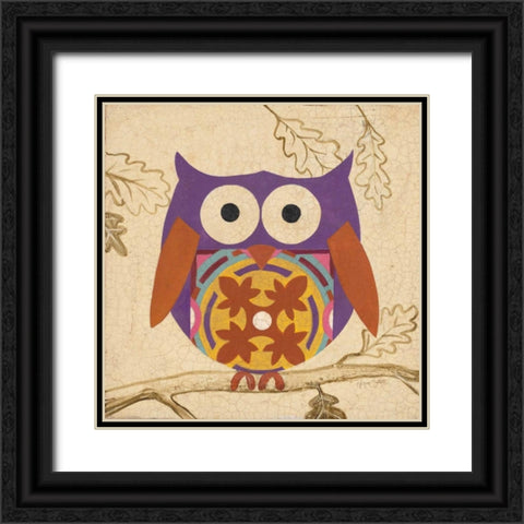Plum Boho Owl Black Ornate Wood Framed Art Print with Double Matting by Smith, Hope