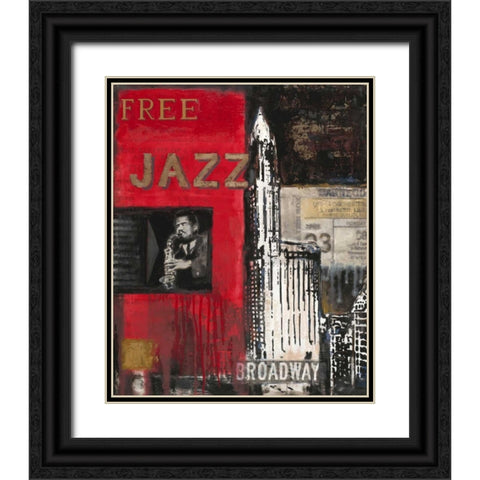 Free Jazz Black Ornate Wood Framed Art Print with Double Matting by Sullivan, Myles