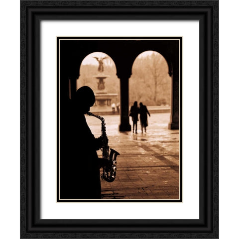 Jazz Courtyard Black Ornate Wood Framed Art Print with Double Matting by Gleyzer, Sasha