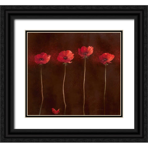 Poppy Family 1 Black Ornate Wood Framed Art Print with Double Matting by Gottschlag