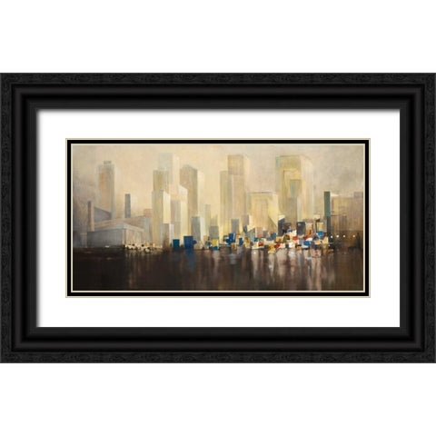 Skyline Harbour Black Ornate Wood Framed Art Print with Double Matting by Gottschlag, Jurgen
