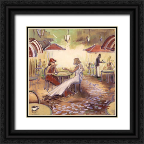 Afternoon At The Cafe Black Ornate Wood Framed Art Print with Double Matting by Amber, Zeph