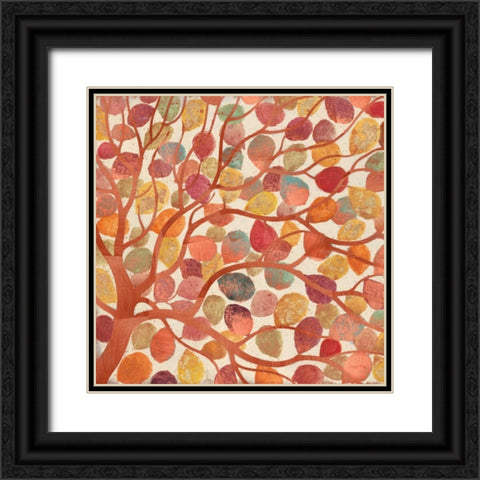 Shimmering Copper Leaves Black Ornate Wood Framed Art Print with Double Matting by Wyatt, Norman Jr.