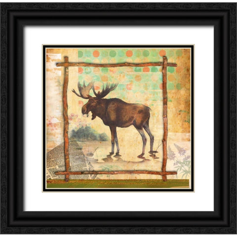 Moose Nature Black Ornate Wood Framed Art Print with Double Matting by Robertson, Walter