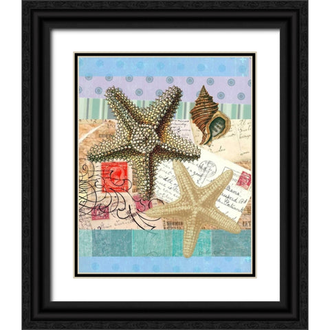 Starfish Elements Black Ornate Wood Framed Art Print with Double Matting by Robertson, Walter