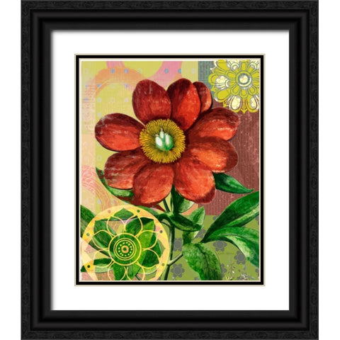 Peony Story Black Ornate Wood Framed Art Print with Double Matting by Robertson, Walter