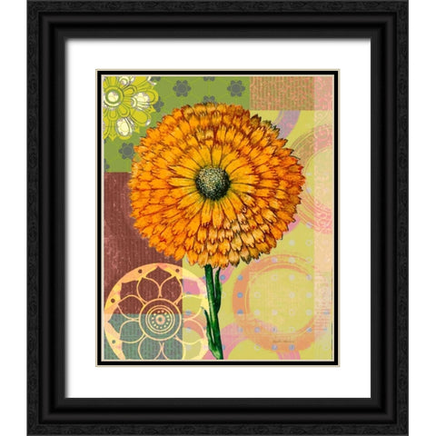 Zinnia Story Black Ornate Wood Framed Art Print with Double Matting by Robertson, Walter