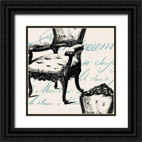 Script Tuft Chair Black Ornate Wood Framed Art Print with Double Matting by Robertson, Walter