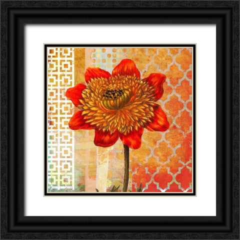 Colorful Dahlia Black Ornate Wood Framed Art Print with Double Matting by Robertson, Walter