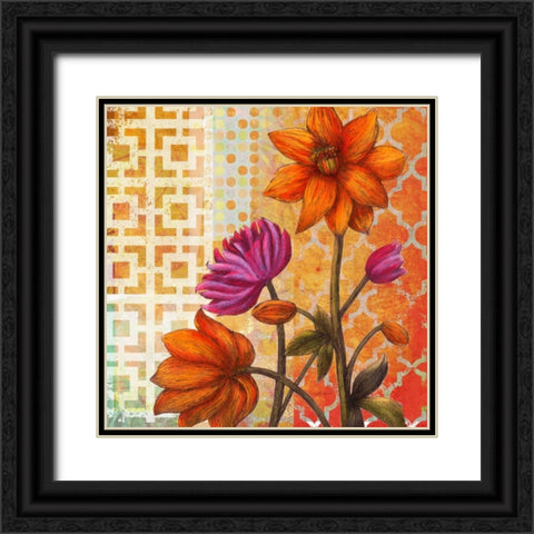 Cheerful Dahlia Black Ornate Wood Framed Art Print with Double Matting by Robertson, Walter