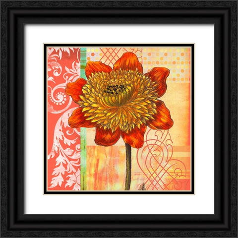 Scrollwork Blossom 2 Black Ornate Wood Framed Art Print with Double Matting by Robertson, Walter