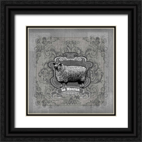 Filigree Sheep Black Ornate Wood Framed Art Print with Double Matting by Robertson, Walter