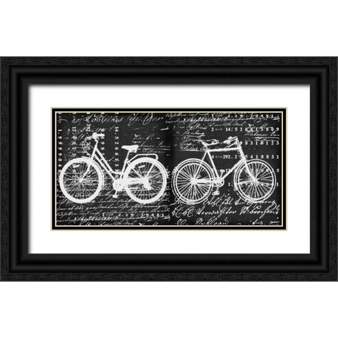 Script Bicycle Black Ornate Wood Framed Art Print with Double Matting by Robertson, Walter