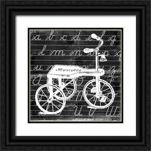Blackboard Tricycle Black Ornate Wood Framed Art Print with Double Matting by Robertson, Walter