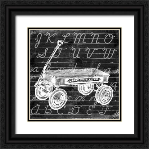 Blackboard Wagon Black Ornate Wood Framed Art Print with Double Matting by Robertson, Walter