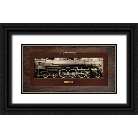Hudson Steam Engine Black Ornate Wood Framed Art Print with Double Matting by McCarthy, Matt