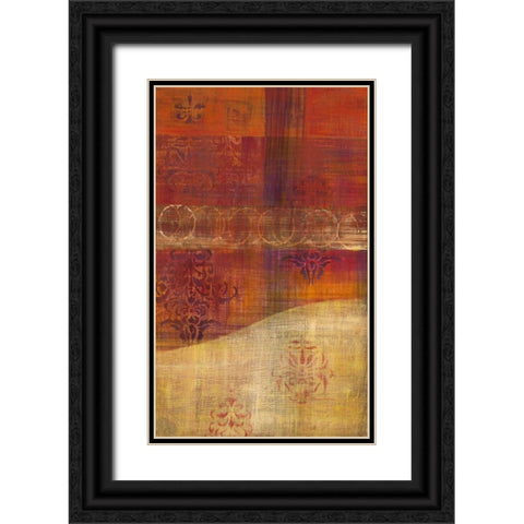 Bombay Silk 1 Black Ornate Wood Framed Art Print with Double Matting by Dascher, Dennis