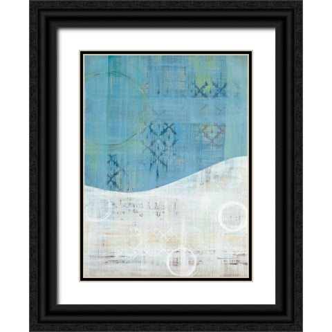 India Silk Blue Black Ornate Wood Framed Art Print with Double Matting by Dascher, Dennis