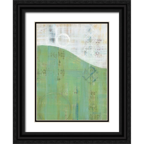 India Silk Green Black Ornate Wood Framed Art Print with Double Matting by Dascher, Dennis