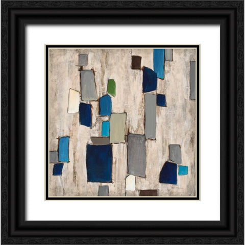 Blue Squared  Black Ornate Wood Framed Art Print with Double Matting by Dascher, Dennis