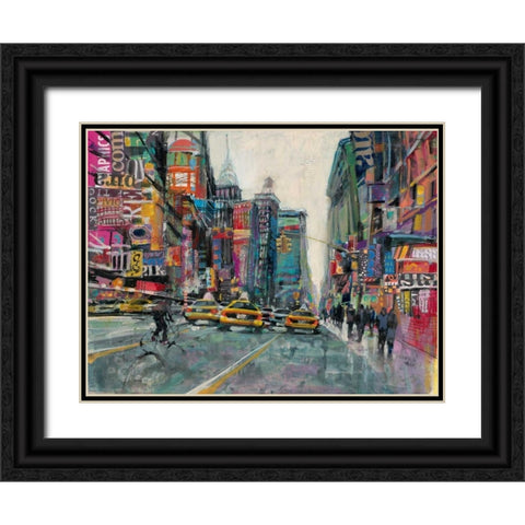 New York Collage 1 Black Ornate Wood Framed Art Print with Double Matting by Mollica, Patti