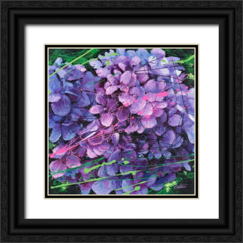 Hydrangea in Motion Black Ornate Wood Framed Art Print with Double Matting by Langton, Bruce