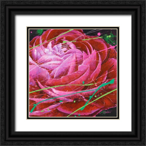 Ranunculus in Motion Black Ornate Wood Framed Art Print with Double Matting by Langton, Bruce