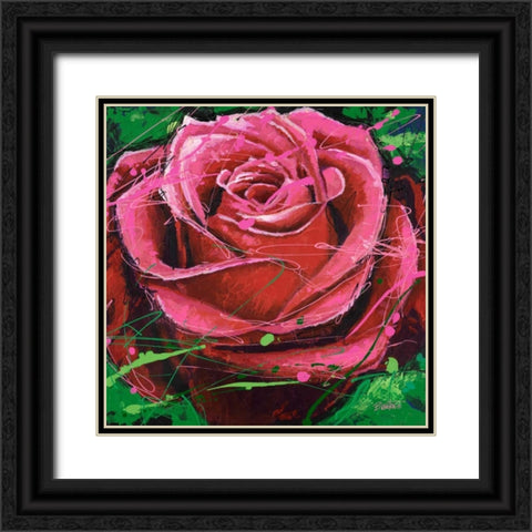 Rose in Motion Black Ornate Wood Framed Art Print with Double Matting by Langton, Bruce