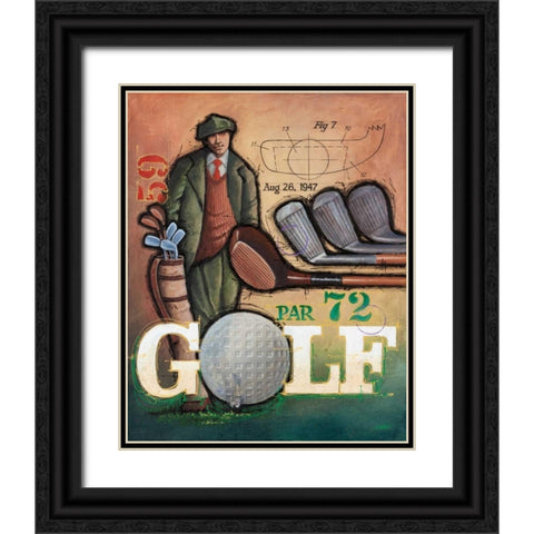 Vintage Golf 1 Black Ornate Wood Framed Art Print with Double Matting by Langton, Bruce