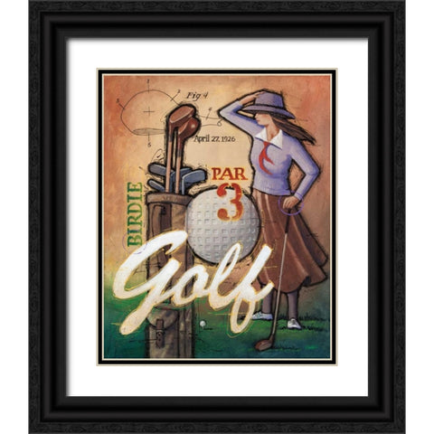 Vintage Golf 2 Black Ornate Wood Framed Art Print with Double Matting by Langton, Bruce