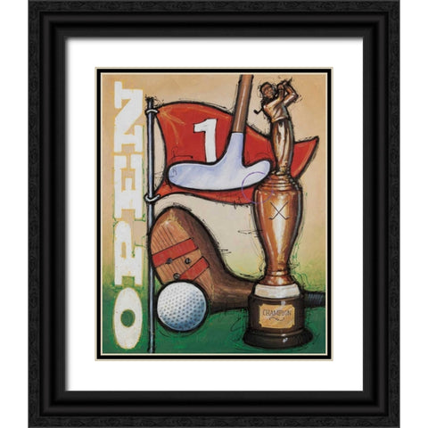 Vintage Golf 3 Black Ornate Wood Framed Art Print with Double Matting by Langton, Bruce