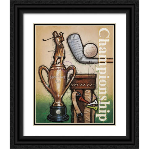 Vintage Golf 4 Black Ornate Wood Framed Art Print with Double Matting by Langton, Bruce
