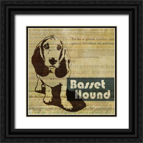 Bassett Hound Sketch  Black Ornate Wood Framed Art Print with Double Matting by Roko, Ken
